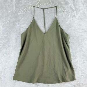 Timing Cami Tank Top‎ Womens Medium Olive Green Spaghetti Strap V Neck NEW